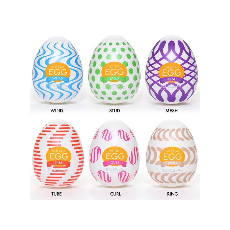 Zestaw sześciu masturbatorów - Tenga Egg Wonder 6 Styles Pack